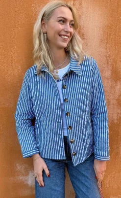 Say INA Copenhagen Quiltet Jakke - Elvira - Blue Striped
