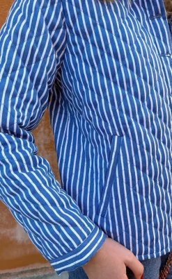 Say INA Copenhagen Quiltet Jakke - Elvira - Blue Striped