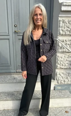Say INA Copenhagen Quiltet Jakke - Kiani - Black W. White Stripes