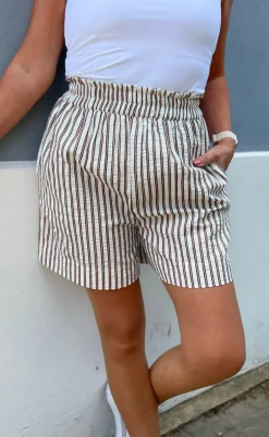 Say INA Copenhagen Shorts - Liv - White / Brown Striped