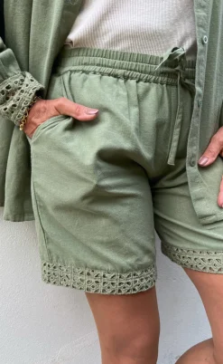 Say INA Copenhagen Shorts - Sandy Linen - Army Green