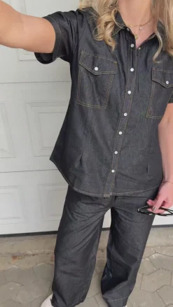 Say INA Copenhagen Skjorte - Detia Summer - Black Denim