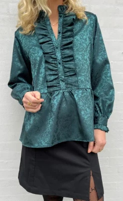 Say INA Copenhagen Skjorte - Evie - Dark Green Flower