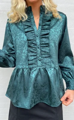 Say INA Copenhagen Skjorte - Evie - Dark Green Flower