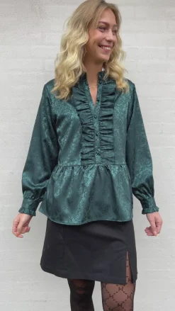 Say INA Copenhagen Skjorte - Evie - Dark Green Flower