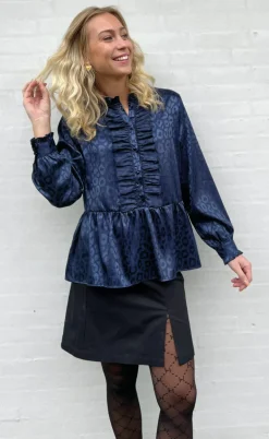 Say INA Copenhagen Skjorte - Evie - Navy Blue Leopard