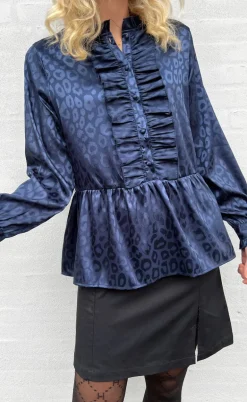 Say INA Copenhagen Skjorte - Evie - Navy Blue Leopard