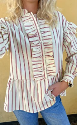 Say INA Copenhagen Skjorte - Frida - Red Striped