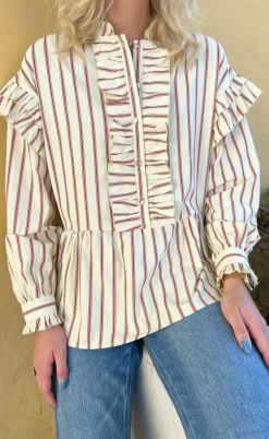 Say INA Copenhagen Skjorte - Frida - Red Striped