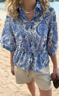 Say INA Copenhagen Skjorte - Liana - Blue Paisley