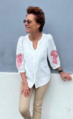 Say INA Copenhagen Skjorte - Milly - White W. Pink Bows