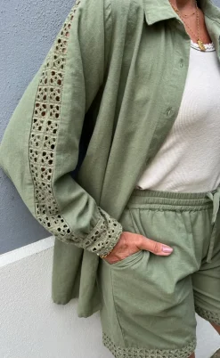 Say INA Copenhagen Skjorte - Sandy Linen - Army Green