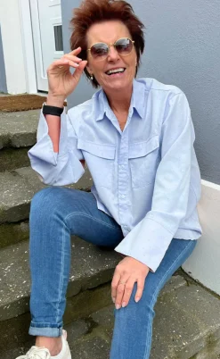 Say INA Copenhagen Skjorte - Susanne Rhinestone - Blue