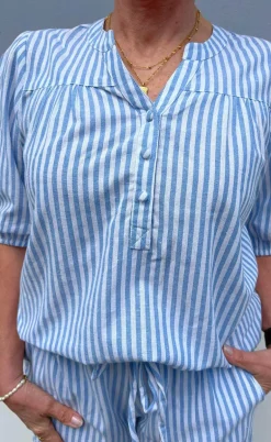 Say INA Copenhagen Top - Alba - Blue Striped