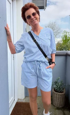 Say INA Copenhagen Top - Alba - Blue Striped