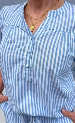 Say INA Copenhagen Top - Alba - Blue Striped
