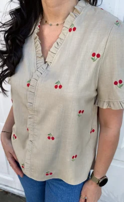 Say INA Copenhagen Top - Catja - Sand W. Cherries
