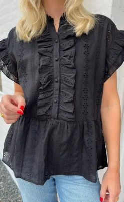 Say INA Copenhagen Top - Freya - Black Broderie Anglaise