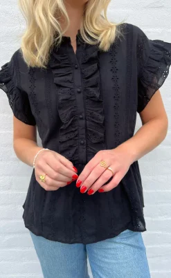 Say INA Copenhagen Top - Freya - Black Broderie Anglaise
