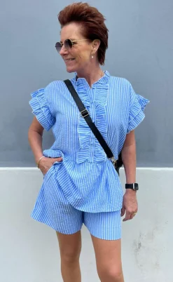 Say INA Copenhagen Top - Freya - Blue Striped