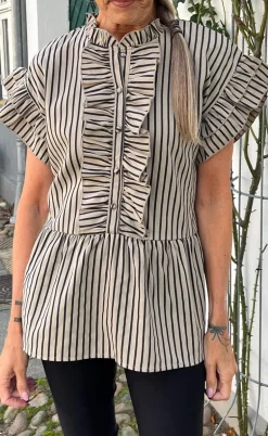 Say INA Copenhagen Top - Freya - Brown/Black Stripe