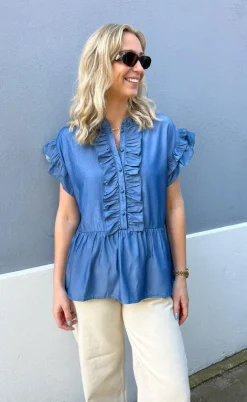 Say INA Copenhagen Top - Freya - Denim Blue