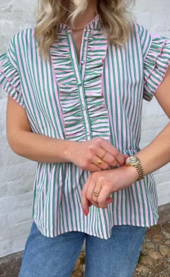 Say INA Copenhagen Top - Freya - Pink/Green Striped