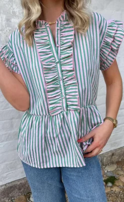 Say INA Copenhagen Top - Freya - Pink/Green Striped