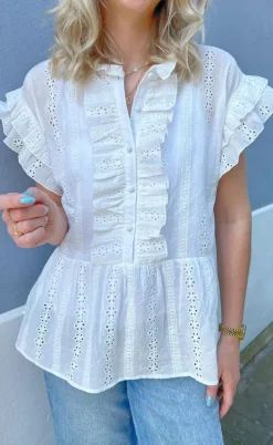 Say INA Copenhagen Top - Freya - White Broderie Anglaise