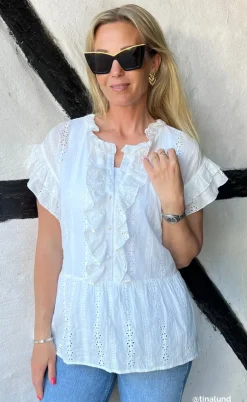 Say INA Copenhagen Top - Freya - White Broderie Anglaise