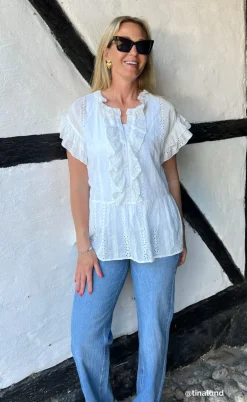 Say INA Copenhagen Top - Freya - White Broderie Anglaise