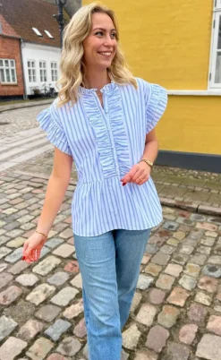 Say INA Copenhagen Top - Freya - White/Blue Striped