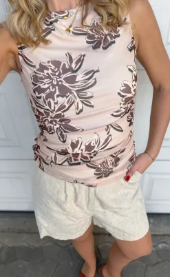 Say INA Copenhagen Top - Martina Mesh - Brown Flower