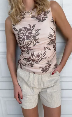 Say INA Copenhagen Top - Martina Mesh - Brown Flower