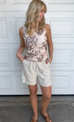 Say INA Copenhagen Top - Martina Mesh - Brown Flower