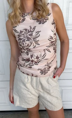 Say INA Copenhagen Top - Martina Mesh - Brown Flower