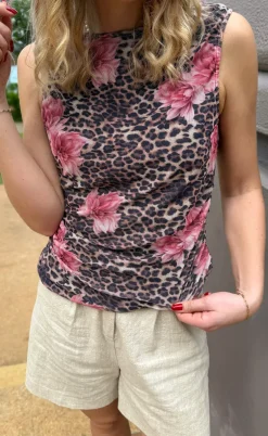 Say INA Copenhagen Top - Martina Mesh - Leopard / Flower