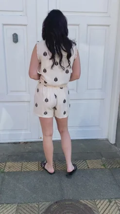 Say INA Copenhagen Top - Melania - Blue w. Black Embroidery