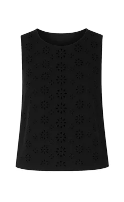 Say INA Copenhagen Top - Naja - Black Denim W. Embroidery