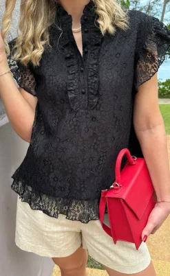 Say INA Copenhagen Top - Pia Lace - Black