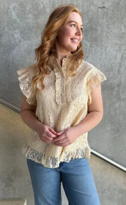 Say INA Copenhagen Top - Pia Lace - Creme