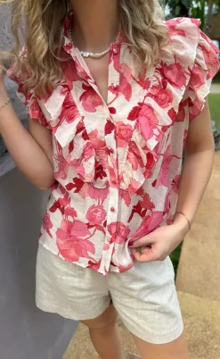 Say INA Copenhagen Top - Zita - Pink Flowers