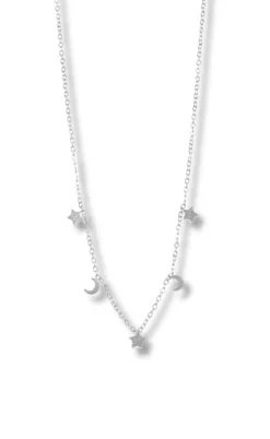 Smykkeli Copenhagen Halskæde - Porto Moon & Stars - Silver Colour