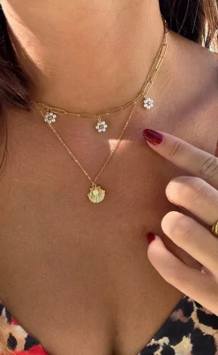 Smykkeli Copenhagen Halskæde - Small Flower - Gold Colour