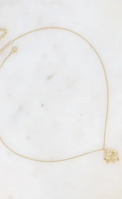 Smykkeli Copenhagen Halskæde - Textured Flower - Gold Colour