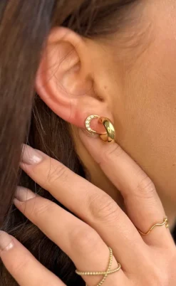 Smykkeli Copenhagen Øreringe - Berlin Mini Moon - Gold Colour