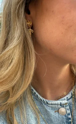 Smykkeli Copenhagen Øreringe - Big Rose - Gold Colour