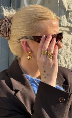 Smykkeli Copenhagen Øreringe - Drop Ball - Gold Colour