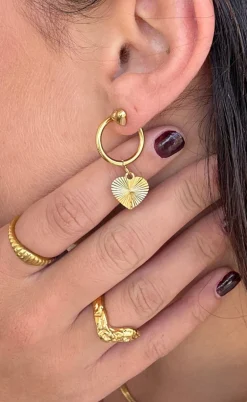 Smykkeli Copenhagen Øreringe - Houston Heart - Gold Colour