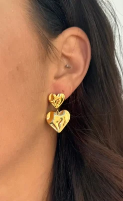 Smykkeli Copenhagen Øreringe - Odessa Heart - Gold Colour